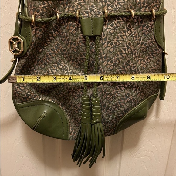 DKNY Vintage Olive & Cold Sig. Monogrammed Shoulder Bag EUC!! - Picture 14 of 15